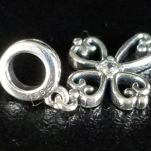 Sterling silver CZ dangle cross charm